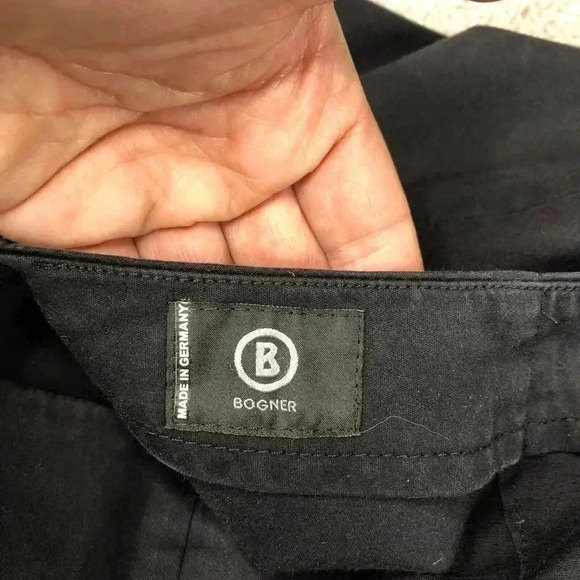 Bogner Pants Black Color Flat Front Logo Zipper High Waist Sz 18 Long - Picture 5 of 11